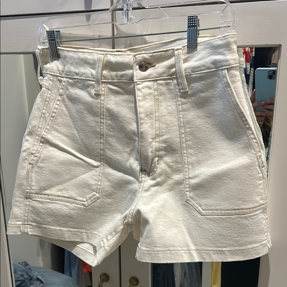 High Waist White Tailored Shorts